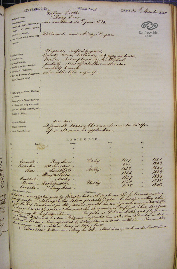 paisley poor law william little