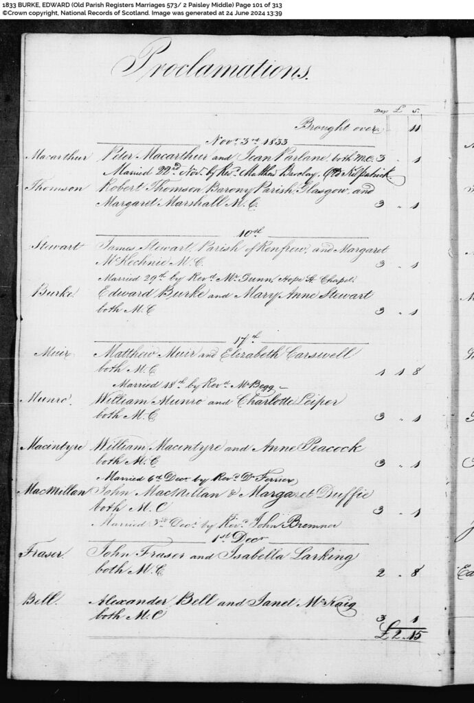 scotlandspeople opr573 020 0040 0101z edward burke m mary anne stewart 10 november 1833