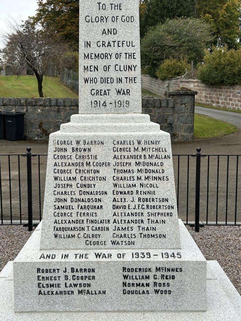 cluny war memorial inscriptions 18.10.2025